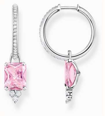 Thomas Sabo Hoop Earrings with Charms | Sterling Silver | Pink and White Crystals CR672-051-9