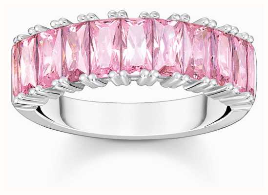 Thomas Sabo Pink Baguette Pavé Ring | Sterling Silver | EU 54 UK N TR2366-051-9-54