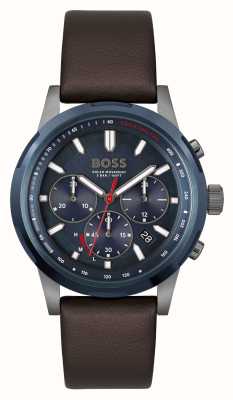 BOSS Men's Solgrade | Blue Chronograph Dial | Brown Leather Strap 1514030