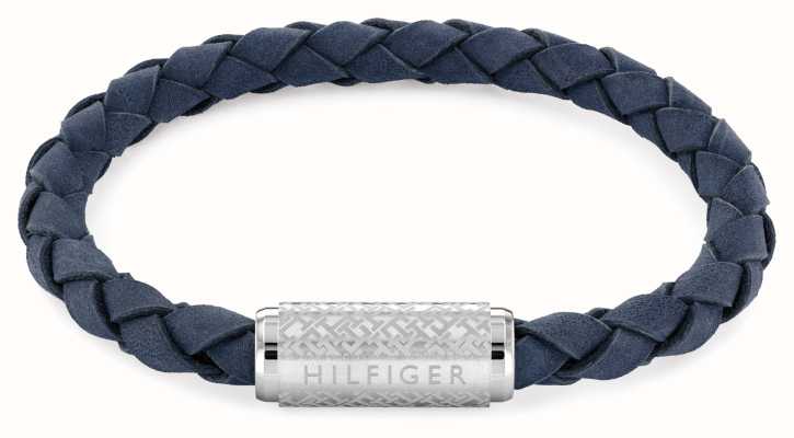 Tommy Hilfiger Men's Bracelet | Blue Braided Leather | Stainless Steel 2790480