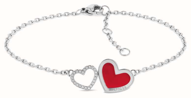 Tommy Hilfiger Women's Bracelet | Stainless Steel | Red Enamel Heart 2780745