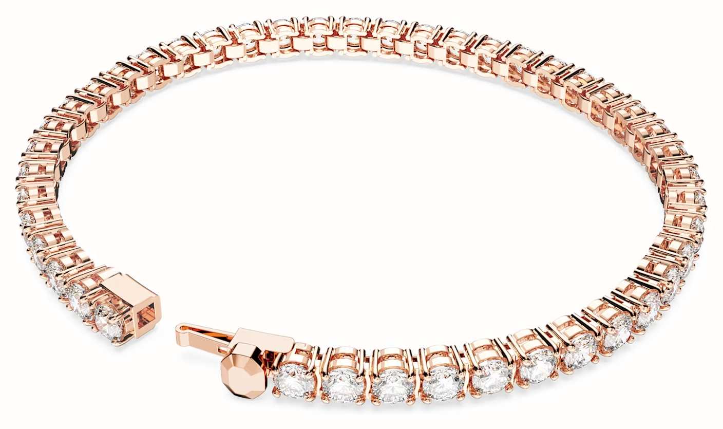 Swarovski Matrix Tennis Bracelet Medium Rose Gold Tone Plated White Crystals 5657659 First 0367