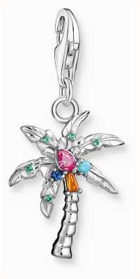 Thomas Sabo Palm Tree Charm Pendant | Sterling Silver | Multicoloured Crystals 1932-342-7