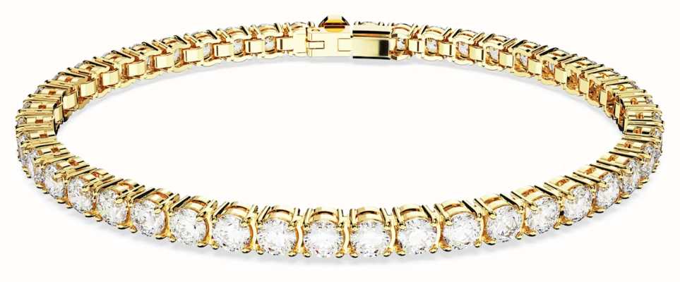 Swarovski Matrix Tennis Bracelet Medium | Gold-Tone Plated | White Crystals 5657664