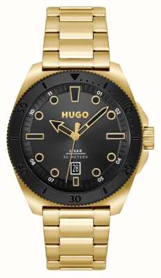 HUGO Men's #VISIT | Black Dial | Gold Stainless Steel Bracelet 1530304