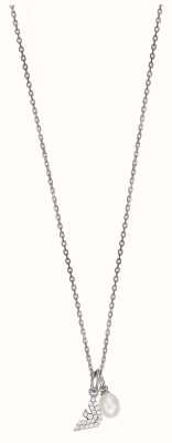 Emporio Armani Crystal Logo Pendant Necklace | Sterling Silver | Pearl EG3574040