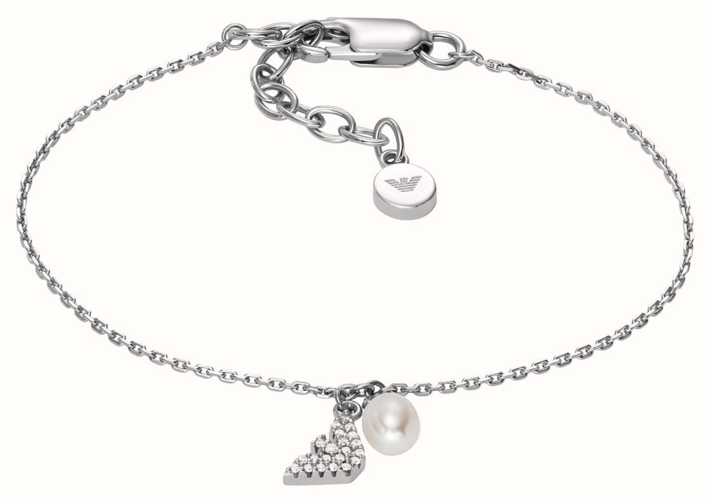 Emporio Armani Logo And Pearl Bracelet | Sterling Silver EG3576040