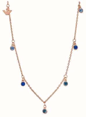 Emporio Armani Blue Crystal Necklace | Rose Gold Tone EGS3014221