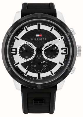 Tommy Hilfiger Men's | Black and Silver Dial | Black Silicone Strap 1792074