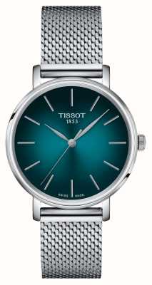 Tissot Everytime Quartz Lady (34mm) Turquoise Dial / Steel Mesh Bracelet T1432101109100