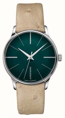 Junghans Meister Damen Automatic | Green Dial | Light Brown Ostrich Leather Strap 27/3343.00
