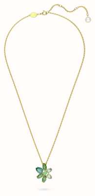 Swarovski Gema Flower Pendant Necklace | Gold-Tone Plated | Green Crystals 5658399