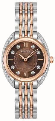 Bulova Women's Classic | Brown Diamond Dial | Two-Tone Stainless Steel Bracelet 98R230