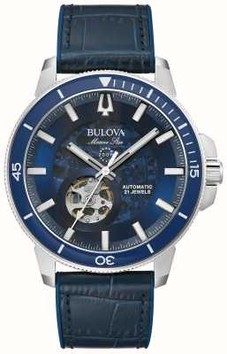 Bulova Men's Marine Star Automatic | Blue Dial | Blue Leather Strap 96A291