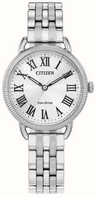 Citizen Women's Classic Eco-Drive White Dial Stainless Steel Bracelet EM1050-56A