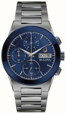 Bulova Men's Classic Millenia Blue Chronograph Dial / Grey Stainless Steel Bracelet 98C143