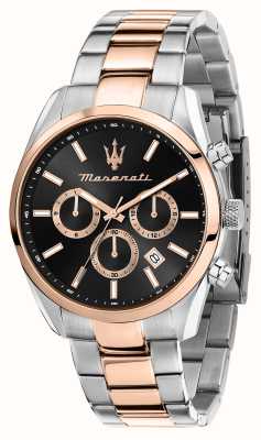 Maserati Men's Attrazione (43mm) Black Dial / Two Tone Stainless Steel Bracelet R8853151002