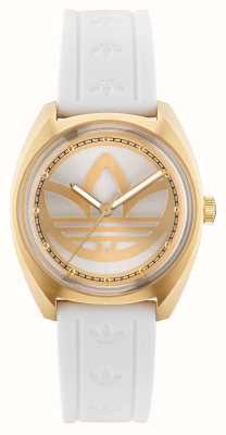 Adidas EDITION ONE Silver and Gold Dial White Silicone Strap AOFH23012