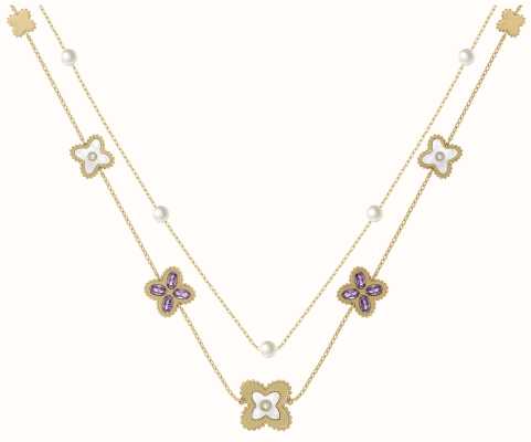 Radley Jewellery Gold Plated Purple Crystal Mother-of-Pearl Double Chain Necklace RYJ2408S