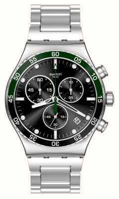 Swatch Dark Green Irony Black Dial / Stainless Steel Bracelet YVS506G