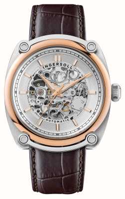 Ingersoll The Michigan Automatic (45mm) Silver Skeleton Dial / Brown Leather Strap I13302