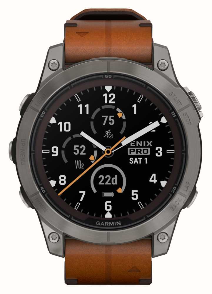 Garmin Fenix 7X Pro Sapphire Solar Titanium Fog Grey Ember Orange Band  010-02778-15 - First Class Watches™ USA