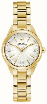 Bulova Women's Classic Sutton (28mm) Silver Tone Dial / Gold Stainless Steel Bracelet 97P150
