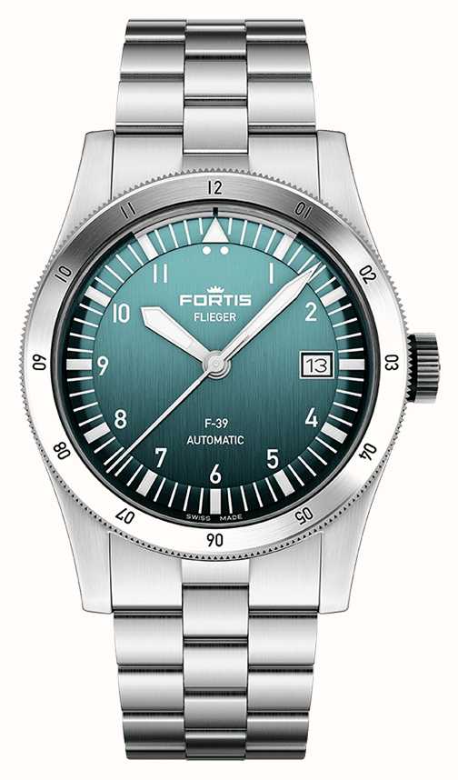 FORTIS Flieger F 39 Automatic Petrol 39mm Stainless Steel Block