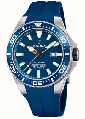 Festina Men's Diver (45.7mm) Blue Dial / Blue Rubber Strap F20664/1