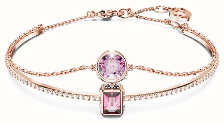 Swarovski Stilla Bangle Bracelet Rose Gold-Tone Plated Pink Crystals 5668243