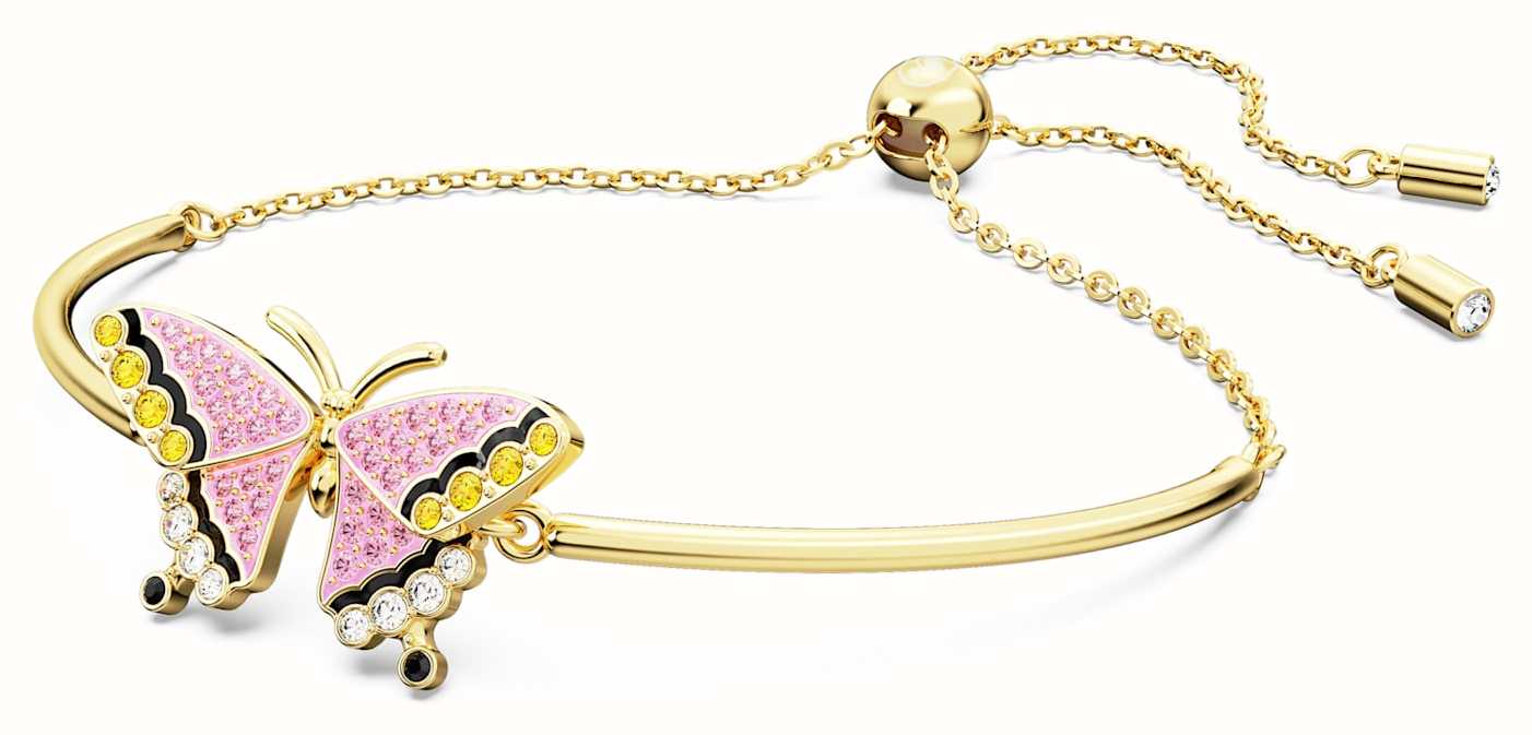 Swarovski Idyllia Butterfly Bracelet Gold Tone Plated Pink Yellow