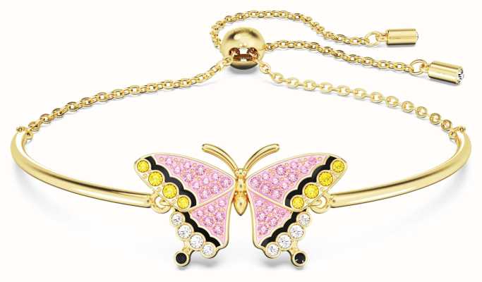 Swarovski Idyllia Butterfly Bracelet Gold-Tone Plated Pink Yellow and White Crystals 5670053
