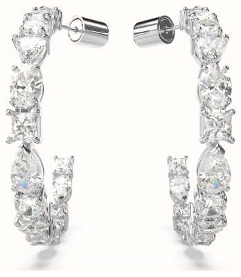 Swarovski Mesmera Hoop Earrings Rhodium Plated Mixed Cut White Crystals 5672834