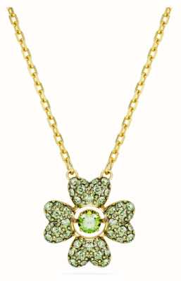 Swarovski Idyllia Clover Pendant Necklace Gold Tone Plated Green Crystals 5671144