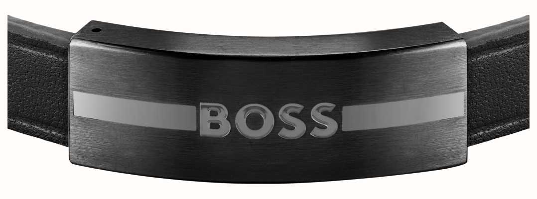 BOSS Jewellery Luke Men's Black Leather Band Bracelet 1580490M