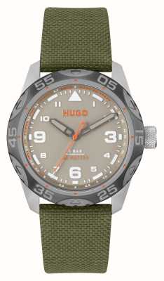 HUGO #trek Beige Dial / Green Textile and Leather Strap 1530331