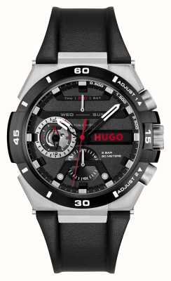 HUGO #wild (46mm) Black Dial / Black Leather Strap 1530336