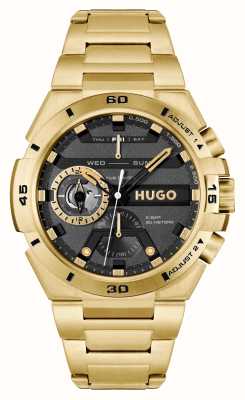 HUGO #wild (46mm) Black Dial / Gold-Tone Stainless Steel Bracelet 1530338