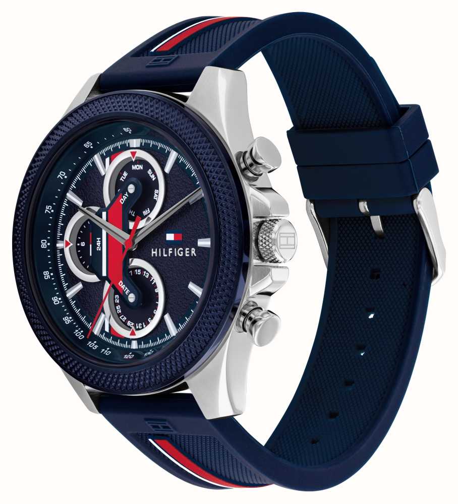 Tommy Hilfiger Men\'s Clark (46mm) Blue Dial / Blue Silicone Strap 1792083 -  First Class Watches™ IRL