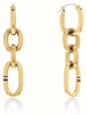 Tommy Hilfiger Women's Contrast Link Chain Earrings Gold Tone Stainless Steel 2780786