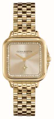 Olivia Burton Soft Square Champagne Dial / Gold-Tone Stainless Steel Bracelet 24000084