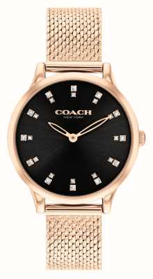 Coach Women's Chelsea (32mm) Black Dial / Rose Gold Stainless Steel Mesh Bracelet 14504217