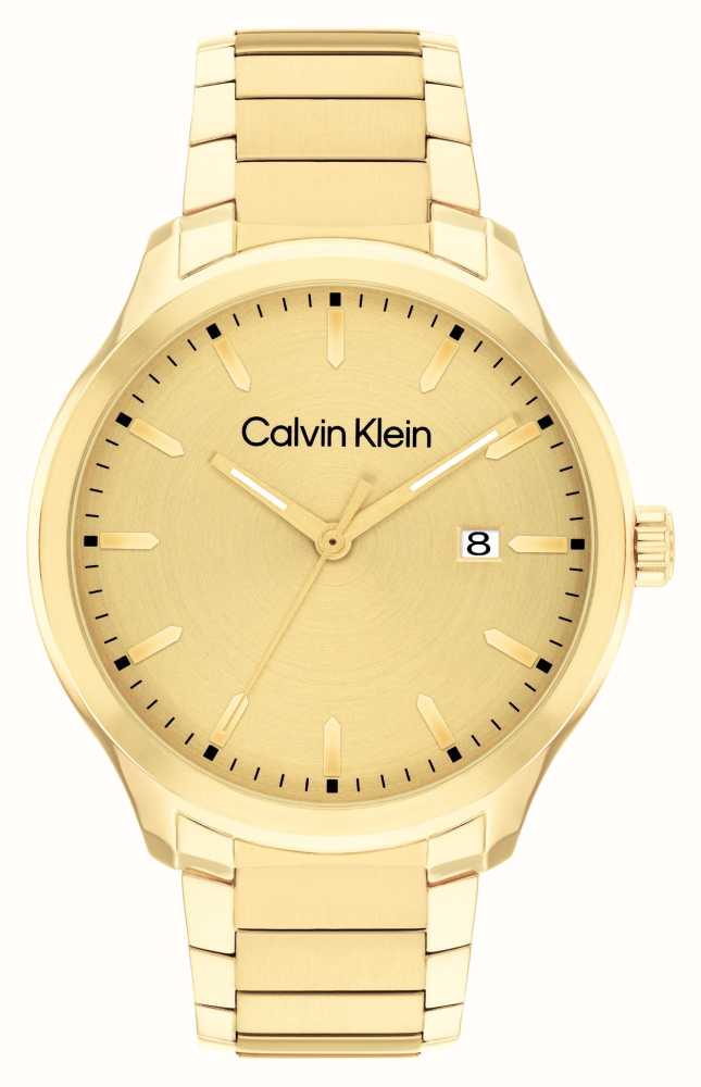 Calvin Klein – Uhr mit Armband in Schwarz und goldfarbenen Details