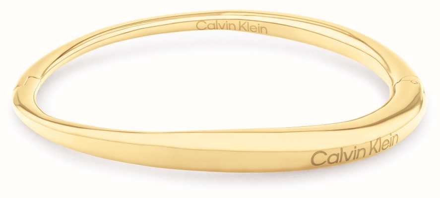 Calvin Klein Women's Elongated Drops Hinged Bangle Gold Tone Stainless Steel 35000350