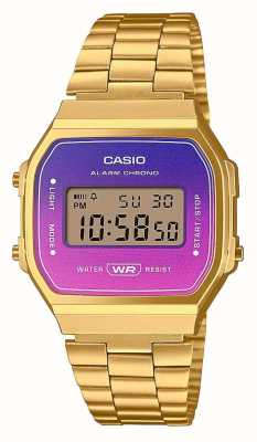 Casio Retro Digital Quartz (38.6mm) Gradated Hue Dial / Gold PVD A168WERG-2AEF