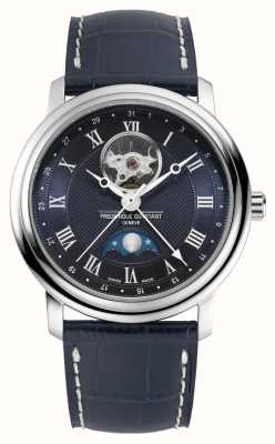Frederique Constant Heart Beat Moonphase Date (40mm) Blue Dial / Blue Leather FC-335MCNW4P26