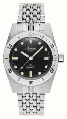 Aquastar Model 60 Re-Edition (37mm) Black Dial / Stainless Steel BOR Bracelet M60-BOR