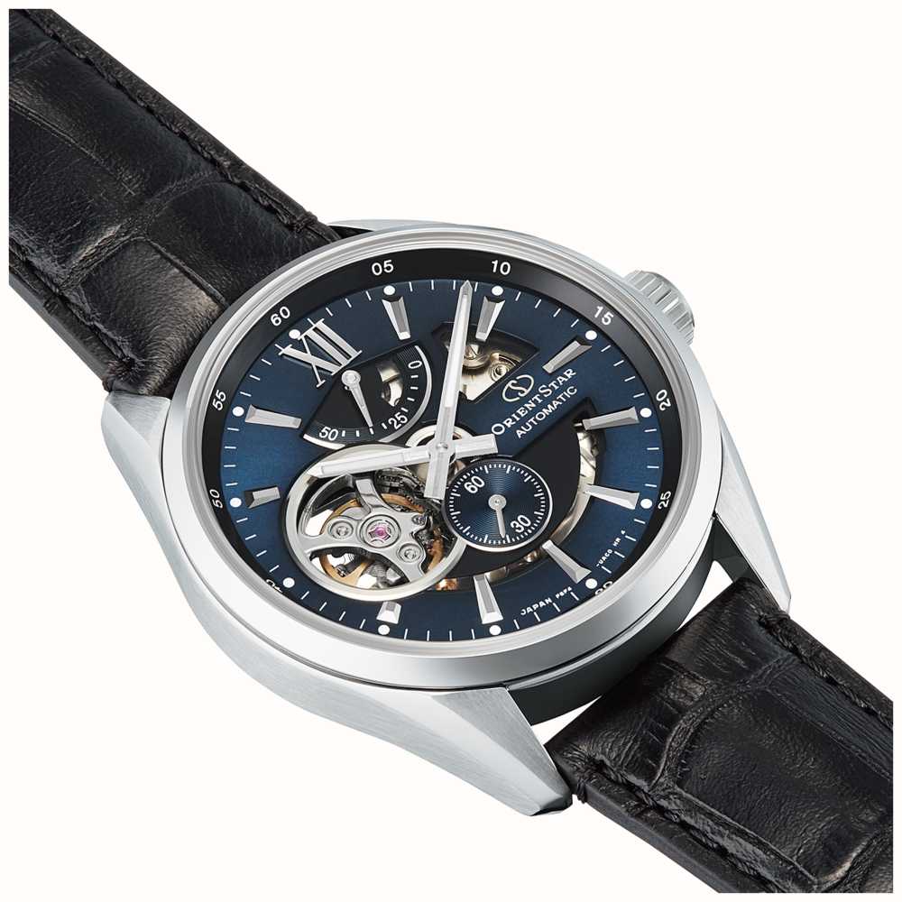 Orient Star Semi Skeleton Mechanical 41mm Blue Dial Black