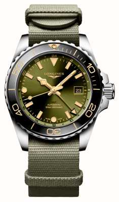 LONGINES HydroConquest GMT (41mm) Sunray Green / NATO Strap L37904062