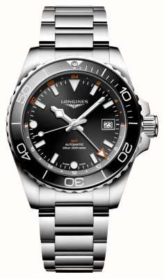 LONGINES HydroConquest GMT (41mm) Black Sunray / Stainless Steel Bracelet L37904566
